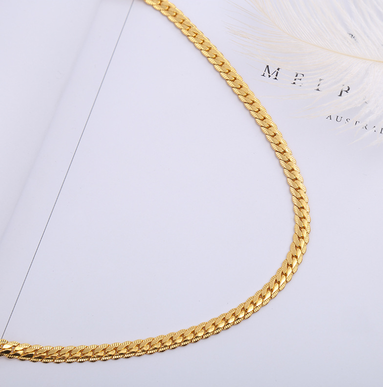 Personalized Men's 5MM Side 18K Gold Necklace