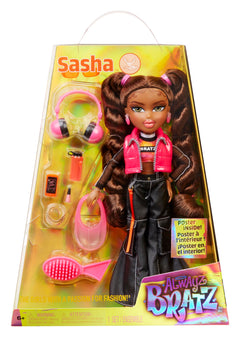 Bratz Alwayz Bratz Modepuppe - Sasha - mit 10 Accessoires und Poster - Kinderspielzeug - Geeignet ab 6 Jahren