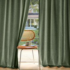 MIULEE Non-See-Through Privacy Linen Curtains 2 Panels Olive Green Light Filtering Window Curtains Farmhouse Textured Back Tab Semi Sheer Drapes for Bedroom Living Room 84 Inches Long Dark Green