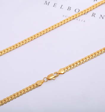 Personalized Men's 5MM Side 18K Gold Necklace