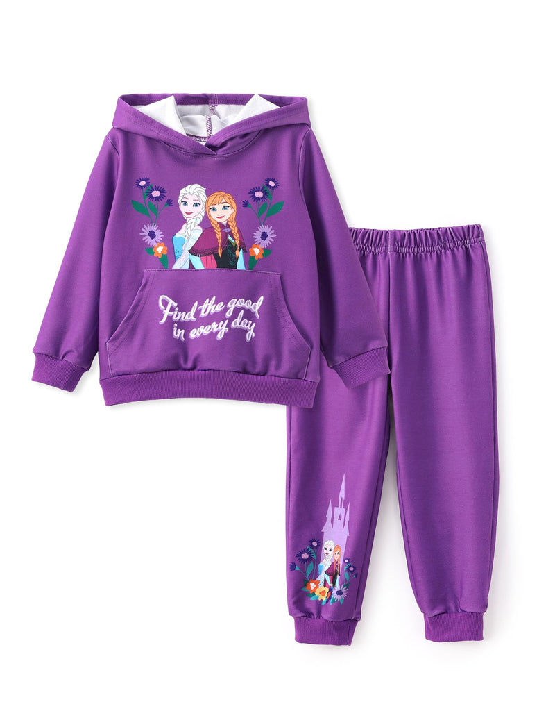 Disney Frozen Toddler Girl Outfit Elsa and Anna Girls Clothes Long Sleeve Hoodies and Pant Clothing Sets Fall Casual Pullover Dailywear Tracksuit Deep Magenta 3-4T
