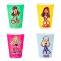 Silver Buffalo Bratz Sparkle Featuring Jade Sasha Yasmin and Cloe 4 Pack Plastic Mini Cup Set 1.5 Ounces