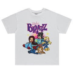 Bratz Ladies Original Dolls Shirt - Yasmin Cloe Jade and Sasha 1990s Vintage Throwback Graphic T-Shirt (White Tee X-Large)