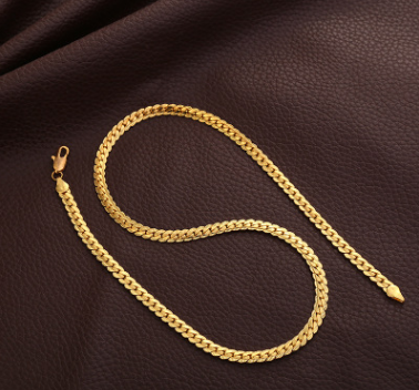 Personalized Men's 5MM Side 18K Gold Necklace