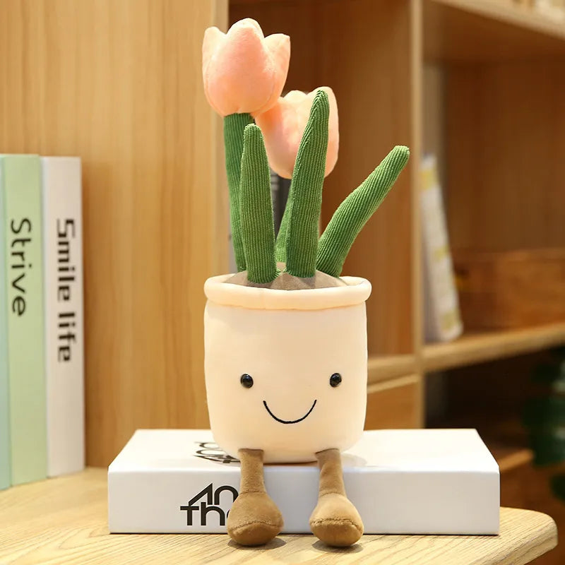 Smiling Tulip Plush Plant Decor