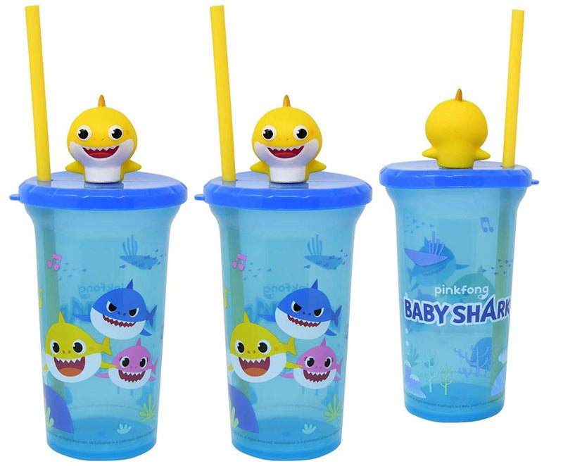 [3-Pack] Baby Shark 15oz Buddy Sip Drink Tumblers BPA-free Blue