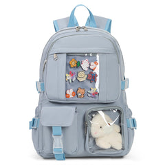 cotmcor Kawaii Backpack for Girls Cute Aesthetic Backpack for School Kawaii Bookbag with Pins Accessories and Pendant，Blue
