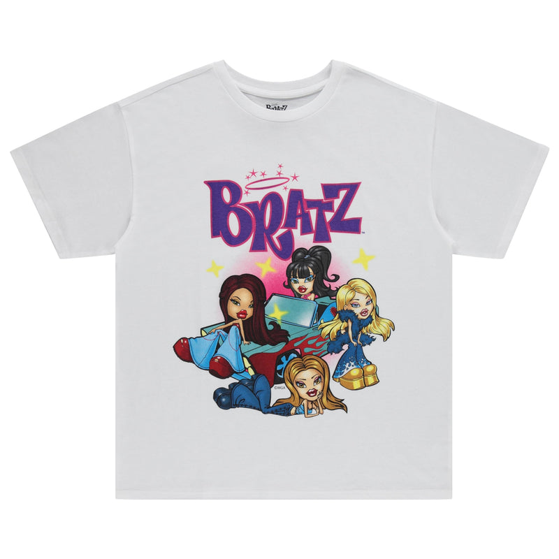 Bratz Ladies Original Dolls Shirt - Yasmin Cloe Jade and Sasha 1990s Vintage Throwback Graphic T-Shirt (White Tee X-Large)